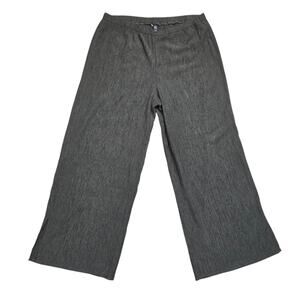 Eileen Fisher Crinkled Plissé Pull On Wide Leg Pants Ankle Slit Large